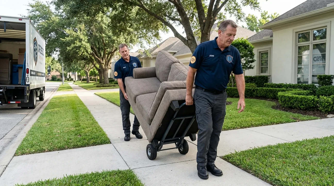 Local residential moving crew loading furniture in Athens, NY